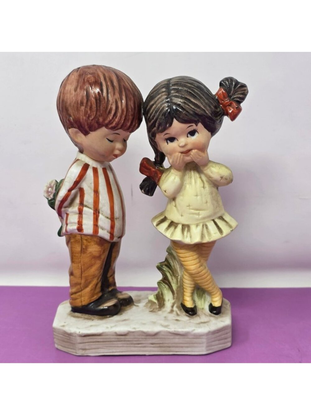 Vintage 1971 Fran Mar Moppets Boy & Girl Figurine - Ceramic Home Decor